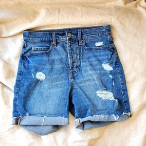 Extra High Rise Denim Shorts, Mildly Distressed, Old Navy